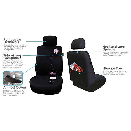 FH Group Automotive Seat Covers Floral Cloth Front Seats Only Combo Small Car Seat Cover Design, Airbag Compatible Universal Fit Interior Accessories Cars Trucks SUV Automotive Seat Covers