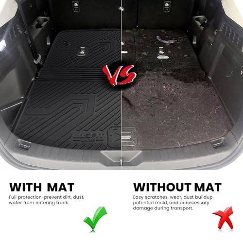 LASFIT Cargo Mat with Backrest Mat for Mazda CX-90 / CX 90 PHEV 2024 2025 2026 (Only Fit 3rd Row 60/40 Split-Bench Seats) TPE Custom Fit All Weather Trunk Liner Waterproof Cargo Tray Accessories - size: CX90 | 2024-2026 | Cargo Liner & Backrest Mat