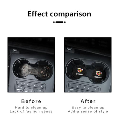 Car Cup Holder Coaster for Cadillac Series Recessed Silicone Cupholder Coaster Interior Accessories 2.75in 2Pieces Black - color: Black-a12