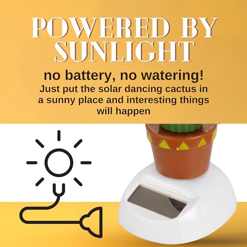 Solar Powered Dancing Cactus – Sun Power Swinging Animated Bobble Dancer Solar Figurine for Car Dashboard Dancing Cactus Holiday Car Decoration Solar Figures for Office Home Desk
