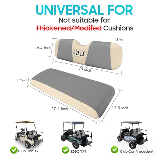 10L0L Golf Cart Seat Covers, Super Comfort Cooler Than Vinyl Seat Cover, Front and Rear Seat Cover for Yamaha EZGO Club Car, No Drilling Breathable Mesh Bench Seat Blanket, Machine Washable - color: Dark Gray + Beige, style: Rear Seat - Universal for Yama