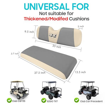 10L0L Golf Cart Seat Covers, Super Comfort Cooler Than Vinyl Seat Cover, Front and Rear Seat Cover for Yamaha EZGO Club Car, No Drilling Breathable Mesh Bench Seat Blanket, Machine Washable - color: Dark Gray + Beige, style: Rear Seat - Universal for Yama