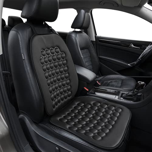 FREMONT AUTO Car Seat Cover Breathable Seat Protector- Made with Premium Polyester and Massage Magnet Bubble Cushion - Adjustable for Cars Truck SUV Vans, Airbag Compatible (Black 1PC)