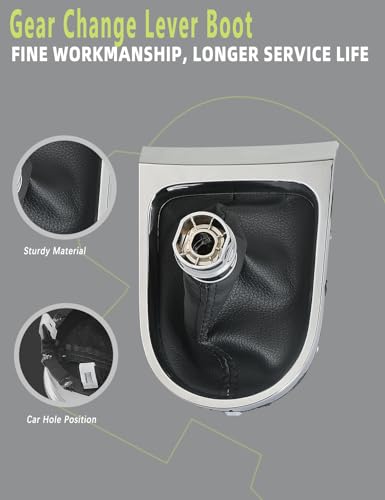 NEW Manual Gear Shift Boot Chrome Trim Compatible With 2015-2017 (After the mid-year update in 2015) Ford Mustang NEW 6 Speed Manual Transmission Accessories Parts Replaces GR3Z7277AA GR3Z-7277-AA
