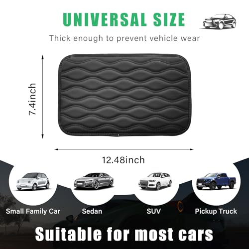 Car Center Console Pad, Waterproof Auto Armrest Seat Box Cover, PU Leather Arm Rest Protector Cushion Pad, Universal Vehicle Interior Protection Accessories for Car SUV (Black)