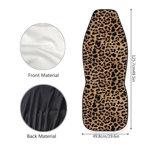 UNICEU Classic Brown Leopard Car Seat Covers Front Seats Only Set of 2, Soft Comfy Vehicle Seat Protector Covers, Animal Wild Cheetah Design Auto Bucket Seat Covers, Universal