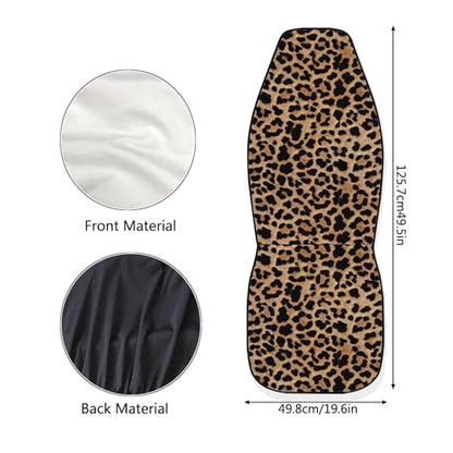 UNICEU Classic Brown Leopard Car Seat Covers Front Seats Only Set of 2, Soft Comfy Vehicle Seat Protector Covers, Animal Wild Cheetah Design Auto Bucket Seat Covers, Universal