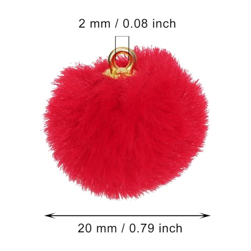 Tupalizy 50PCS Fluffy Pom Poms Charms Soft Fuzzy Faux Fur Puff Ball Pendant for Keychains Bracelets Earrings Jewelry Making Tassels Bags DIY Crafts Party Favors Gifts Accessories - color: Red
