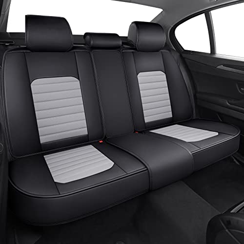 Aierxuan Leather Car Seat Covers Universal Fit Toyota Highlander 4Runner Nissan Altima Honda Chevy Impala Colorado Cruze Malibu Ford Cadillac Lexus Waterproof Cushions (Full Set,Black-Grey) - color: Full Set/Black-Grey