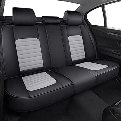 Aierxuan Leather Car Seat Covers Universal Fit Toyota Highlander 4Runner Nissan Altima Honda Chevy Impala Colorado Cruze Malibu Ford Cadillac Lexus Waterproof Cushions (Full Set,Black-Grey) - color: Full Set/Black-Grey
