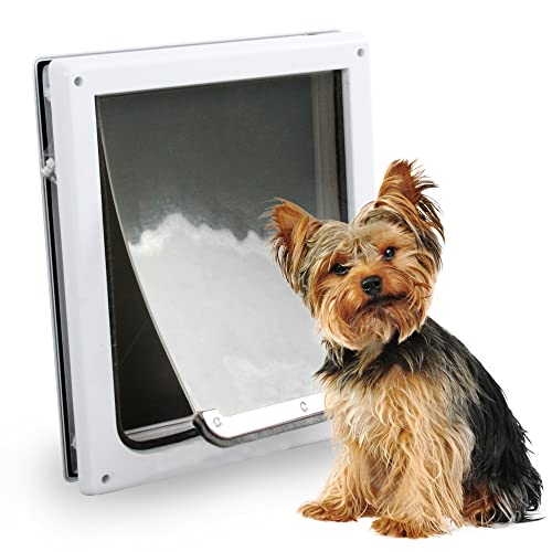 Pet Flap Door 2 Ways Locking Dog Wall Entry Pet Door with Transparent Flap for Dogs (Medium) - size: Medium