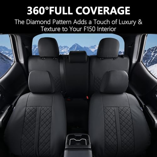 Truckiipa Tacoma Truck Seat Covers Full Set Leather Waterproof Seat Covers Fit for 2005-2015 Toyota Tacoma Double Crew Cab, Full Set, Black - color: Full Set/Black, size: Tacoma 2005-2015
