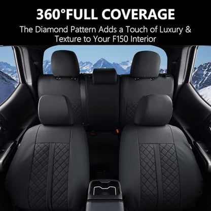 Truckiipa Tacoma Leather Car Seat Covers Full Set Truck Seat Covers Cushion Fit for 2016-2023 Toyota Tacoma Double Crew Cab, Full Set, Black - color: Full Set/Black, size: Tacoma 2016-2023