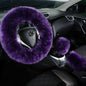 Fuzzy Genuine Sheepskin Steering Wheel Cover Set for Women Parents-Fluffy Soft Australian Merino Wool Wrap with Gear Shift and Hand Brake Covers, Cozy Stylish Luxury Car Accessories (Dark Purple) - color: Dark Purple