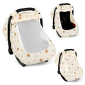 Muslin Car Seat Cover Baby - Breathable and Privacy Car Seat Canopy with 3 Modes - Easy Install & Gift Box Packaging, Universal Fit for Infant Car Seats, Bear