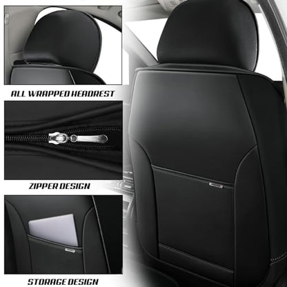 Car Seat Covers for Kia Optima 2001-2020, Premium Nappa Leather, Waterproof, Anti-Slip, Full Coverage, Airbag Compatible, Breathable, All-Weather, Easy Install (2 Seats, Black&Red) - color: 2 Seats - Black&Red, size: Kia Optima 2001-2020