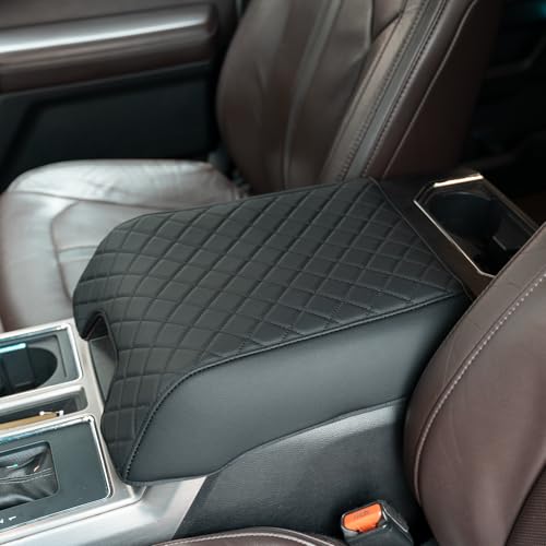F150 Center Console Cover Compatible with 2015-2020 F150, 2017-2022 F250 F350 F450 and 2018-2024 Expedition Accessories, Customized Leather Armrest Cover Protector (Bucket Seat Only) - size: Bucket Console 15-20 F150 & 17-22 F250 F350