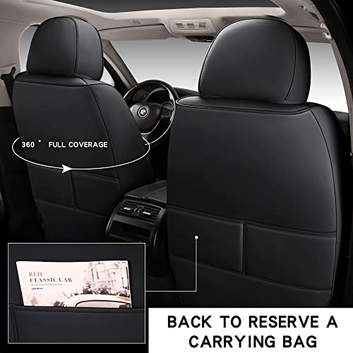 Full Coverage Car Seat Covers Universal Fit for Cars SUVs Pick-up Trucks with Waterproof Leatherette in Automotive Vehicle Interior Accessories (Black and White, Front Pair) - color: Black and White, size: Front Pair-2 seats(driver and passenger)