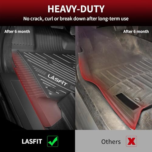 LASFIT Front Floor Mats for Ford F-150 2015-2026 | F150 Lightning 2022-2025 SuperCrew & Super Cab Carpet Floor All Weather Car Liners TPE Truck Mats-First Row Only, 2pcs Black - style: 1) F-150 SuperCrew&Super Cab| 15-26 | 1st Row Bucket Only