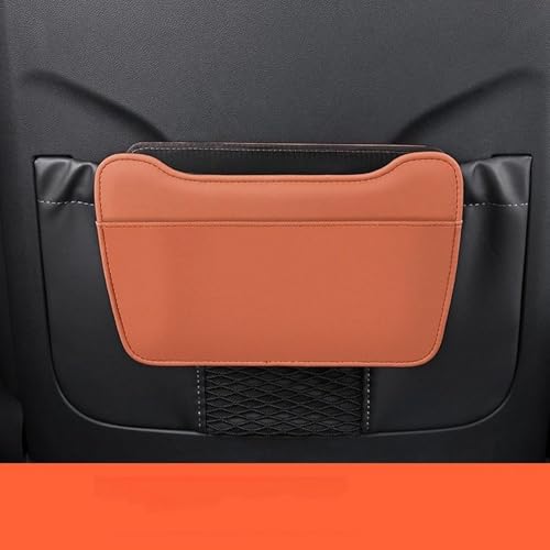 Car Leather Trash Can for Seat Back, Hanging Garbage Bin, Waterproof Foldable Stroage Organizer for Car, Multipurpose Interior Accessories for SUV Truck RV Camping (Orange Chair Back Clip) - color: orange Chair back clip