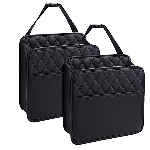 LXUNYI Car Seat Organizer,2 Pack Waterproof Pu Leather Backseat Car Organizer and Storage Bag Foldable Universal Hanging Car Seat Back Organizers for Kids & Adults Car Travel Accessories（Black） - color: Black Style2 2Pack