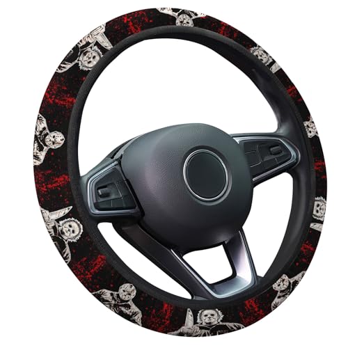 GENANY Horror Slasher Steering Wheel Cover, Non Slip Polyester Car Wheel Protector for Car SUV Truck, Universal 15 Inch - color: Horror Slasher