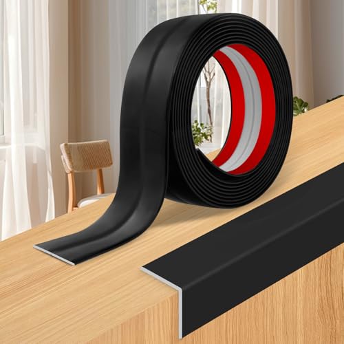 Wall Corner Protector Moulding Trim Peel and Stick Wall Corner Guards Trim Flexible Self Adhesive Edge Protector Moulding, 0.8 in x 20 Ft, Black - color: Black, size: 0.8 In x 20 Ft