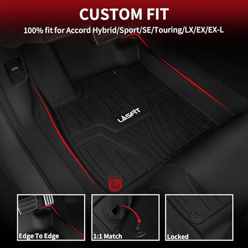 LASFIT Floor Mats for 10th Gen Honda Accord 2022 2021 2020 2019 2018 Sedan (Gasoline & Hybrid), All Weather TPE Custom Fit Anti-Slip Full Coverage Floor Liners,1st & 2nd Row, Black - style: 5）For Honda Accord | 2018-2022 | 1st & 2nd Row