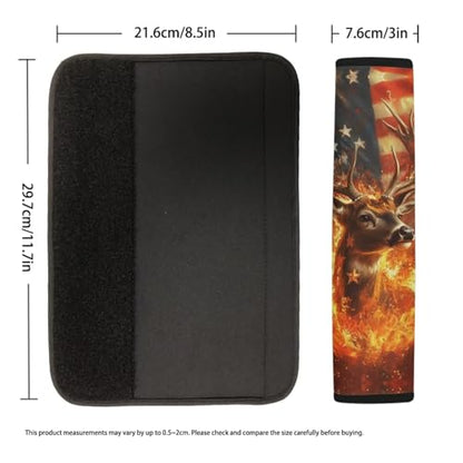 Dolyues Patriotic Seat Belt Cover Pad American Flag Deer Fire Print Seatbelt Covers for Women Universal Fit for Most Cars SUV Truck Sedan Full Set of 2 - color: American Flag Deer Fire
