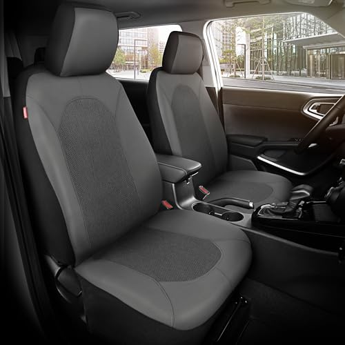 Motor Trend Charcoal Gray Car Seat Covers Set - 2 Front Seats – Spill-Proof Neoprene CarSeat Cover Protector for Cars – Automotive Interior Car Accessories for SUV & Small Trucks – Semi Universal Fit - color: Gray
