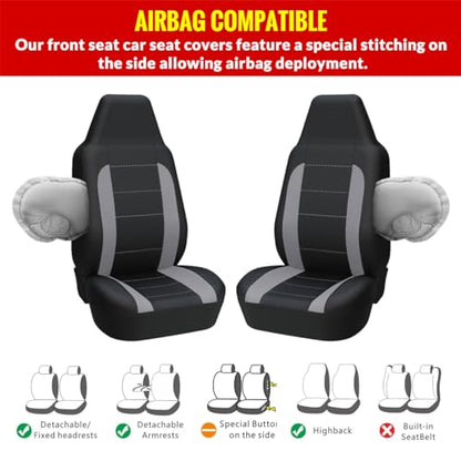 AUTOYOUTH Car Seat Covers - Achieve The Perfect Combination of Style and Protection with Universal Fit for Sedan, Truck, SUV (Gray) - color: Gray