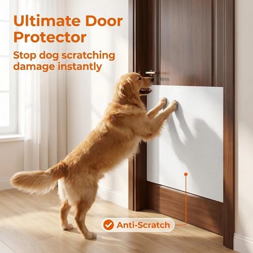 Dog Door Scratch Protector, Self-Adhesive Pet Scratch Pad for Door & Wall, Dog Nail Filing Board Alternative to Nail Clippers, Protects Doors from Scratching 10in x 10ft (White)