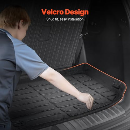 VEVOR Cargo Mats Compatible with Hyundai Palisade 2020-2024, Custom Fit TPE Cargo Liner Set for SUVs, Trunk and Rear Back Seat Protector Replacement, Black, Trunk Mat and Backrest Mats - style: Hyundai Palisade 2020-2024
