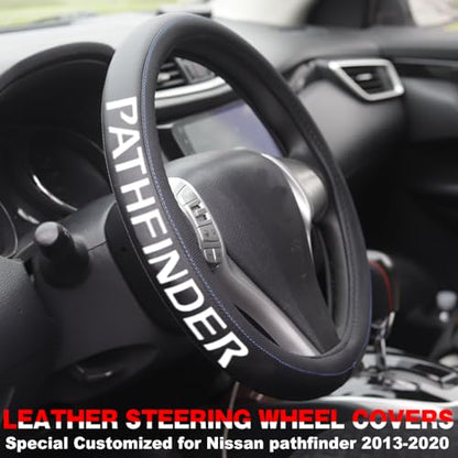 XITER Leather Steering Wheel Cover for Pathfinder 2013-2020,with Pathfinder Logo - color: Pathfinder 2013-2020,With "Pathfinder" LOGO