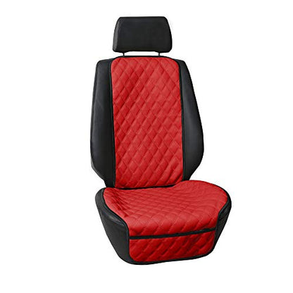 FH Group Car Seat Cushion – Faux Leather Single Front Seat Cover with Front Pockets, Airbag Compatible, Universal Fit Car Seat Cushion for Driver or Passenger Seat, SUV, Truck, Sedan & Van – Red - color: Red, style: Front Set