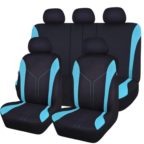 Flying Banner Car Seat Covers Front Seats and Rear Bench Mesh Fabric Rear Bench Split Polyester Cover Easy Installation SUV CAR Woman Lady Femal (Full Set, Black Mint Blue)… - color: Black Mint blue, size: Full Set