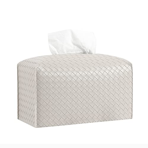 Tissue Box Cover PU Leather Tissue Holder Square Facial Tissue Case Facial Paper Organizer Dispenser for Bathroom, Vanity Countertop, Tabletop, Car, Rectangle, Griege - color: Griege, size: rectangle