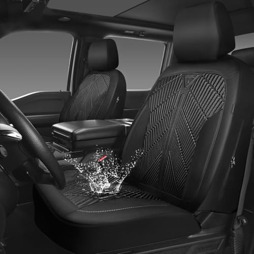 CAR PASS Waterproof Car seat covers Front Seats covers Neoprene Wetsuit, All-Weather Non-Slip Durable, Universal Fit for SUV Sedans Trucks Vans Automotive, Armrest Airbag Compatible, 3D Emboss 2 Black - color: ALL Black-Front Seat, size: Two Front