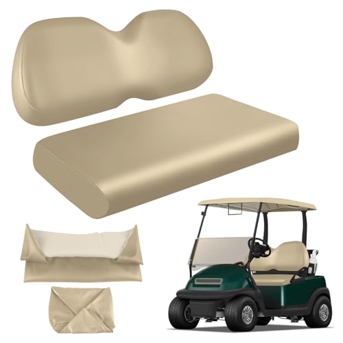 Golf Cart Front Seat Covers Staple On Replacement for Club Car Precedent 2004+ Golf Cart Seat Beige Micro Fiber Leather Seat Cover - color: Beige, size: Club Car Precedent 2004+