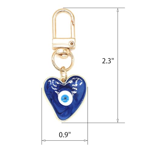 Evil Eye Keychains Sweat-heart Keychains Protection Charm for Women Men Car Key Ring Bag Purse Accessories - color: Deep-blue