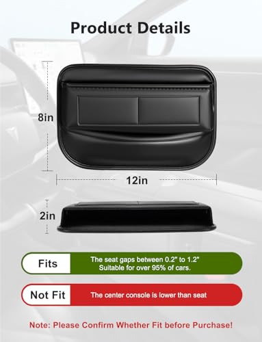 Universal Fit Car Gap Filler, Premium Leather Front Seat Gap Filler Organizer Center Console Seat Side Essentials Organizer with Card Slots, Easy Access to Phone, Sunglasses, Key for Car, SUV Truck