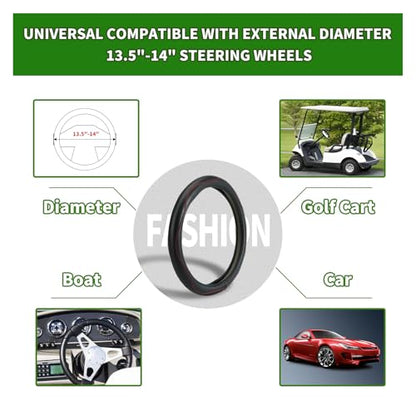 Golf Cart Steering Wheel Covers,13.5 to 14" Golf Cart Steering Wheel Cover Universal for Yamaha,EZGO TXT & RXV,Club Car DS & Precedent, Leather Comfortable, Non-Slip, Wear-Resistant (red) - color: red
