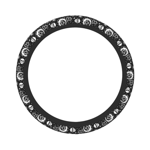 Steering Wheel Cover Moon Star Accessory - Universal 15 Inch Maya Bohemian Style for Women's Cars - color: Moon Star