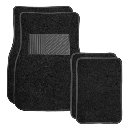 4PCS Car Floor Mats, Waterproof Non-Slip Car Floor Liners with Safety Heel Pad, All-Weather Wear-Resistant Mats Heavy Duty Universal Carpets for Truck SUV Van Sedan (Black) - color: Black