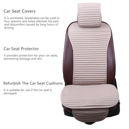 Suninbox Car Seat Covers Universal Car Seat Covers Pads Mat,Buckwheat Hull Bottom Seat Covers for Cars,Cooling Seat Covers Breathable Comfortable Ventilated (Beige Front Seat) - color: B-Beige Front Seat