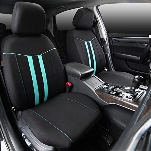 CAR-GRAND Polyester Universal Fit Seat Cover, Black-Mint, Set of 9 Including Headrest Covers, Airbag Compatible, for Cars, Trucks, SUV, Van, Sedan - color: Black-Mint