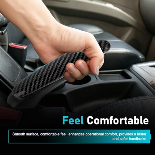Emergency Brake Parking Handle Cover, ABS Car Handbrake Protector, Carbon Fiber Texture Decoration Accessories, Compatible with Civic 2006-2011 47115-SNA-A82ZA (Black)