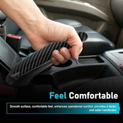 Emergency Brake Parking Handle Cover, ABS Car Handbrake Protector, Carbon Fiber Texture Decoration Accessories, Compatible with Civic 2006-2011 47115-SNA-A82ZA (Black)