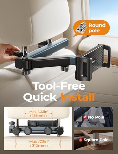 LISEN for iPad Holder Car Tablet Mount, Road Trip Essentials Toddler Kids Travel Gifts, Car Accessories for Women Interior Organizer Mens Truck 3in1 Tablet Holder for Car Camping Back Seat Headrest