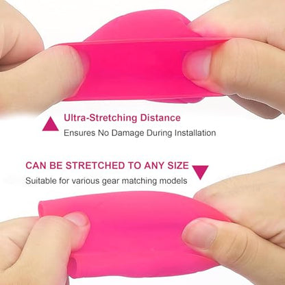 2 PCS Gear Shift Knob Cover, Silicone Anti-slip Scratch-resistant Shift Knob Protector, Water-proof Highly Stretchable Handbrake Cover, for Most Manual Transmission Cars (Pink)